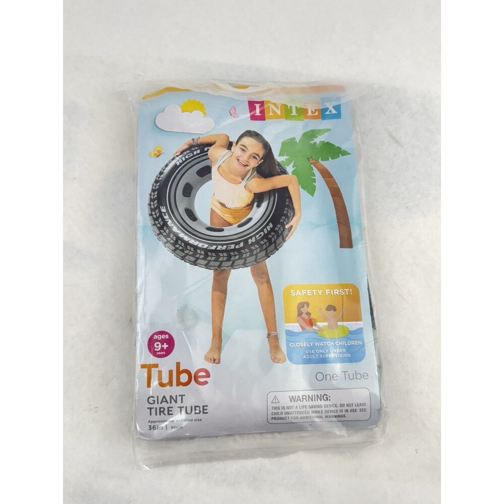 Intex Giant Tire Inflatable Tube 36 Inch Vinyl Float Black Gray 59252EP